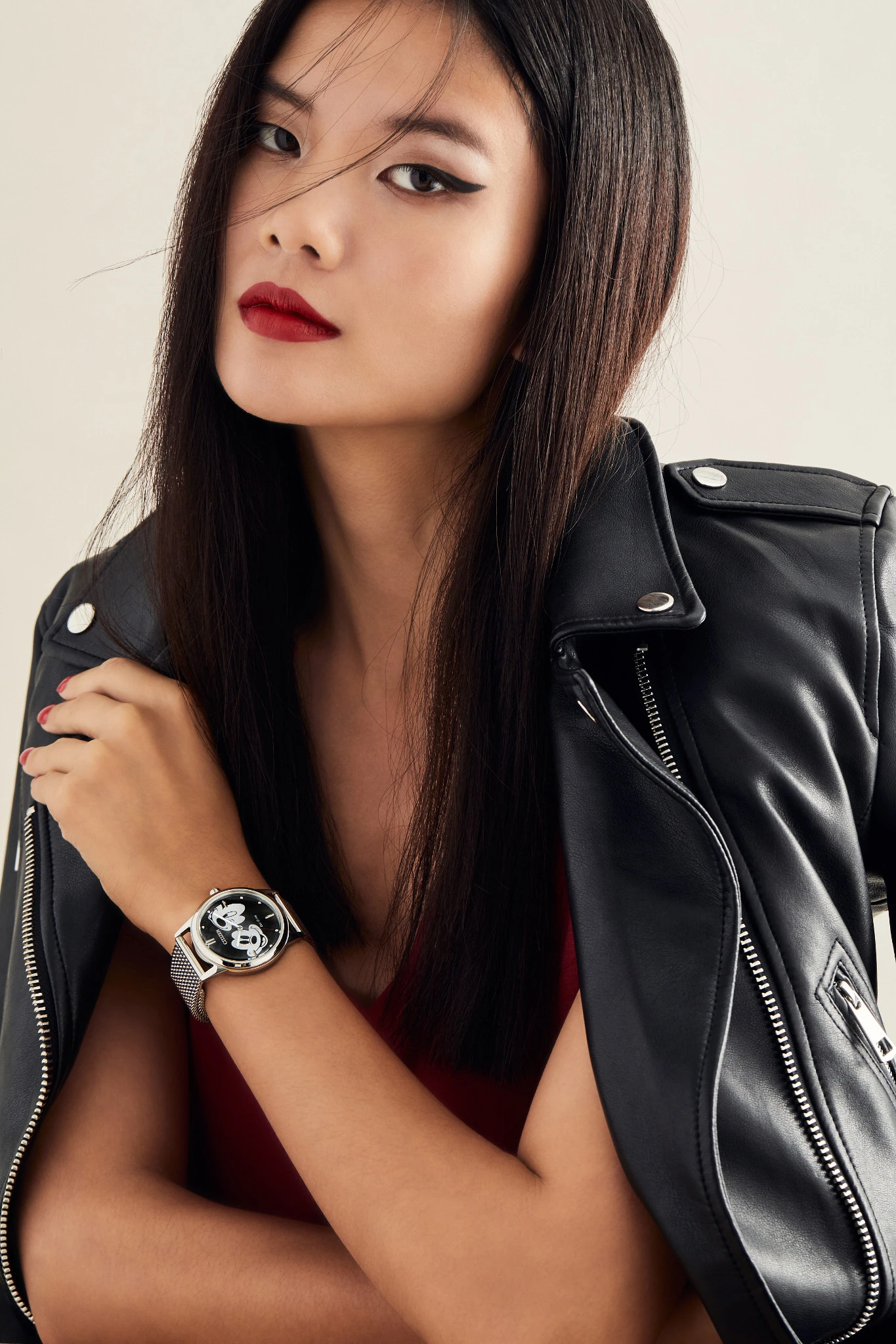 Mickey Mouse Black Dial Stainless Steel Bracelet FE7060-56W | CITIZEN